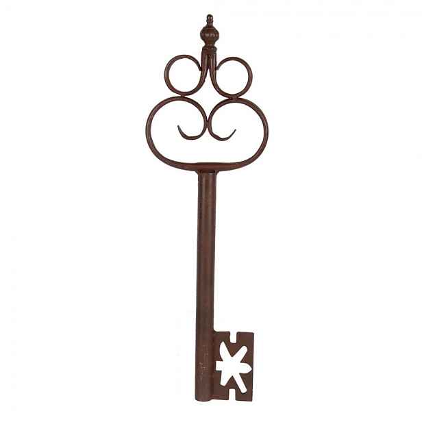 Hnědá kovová dekorace ve tvaru starého klíče Key - 17*3*54 cm Clayre & Eef