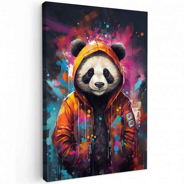 MuchoWow OBRAZ NA PLÁTNĚ Panda - Bunda - Graffiti - Oranžová 40x60 cm