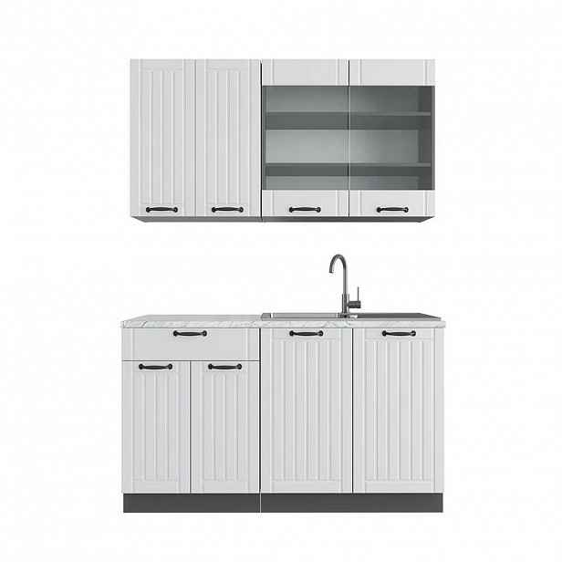Vicco JEDNOTKOVÁ KUCHYNĚ Fame-Line Bílý venkovský dům/antracit 140 cm , PD Mramor