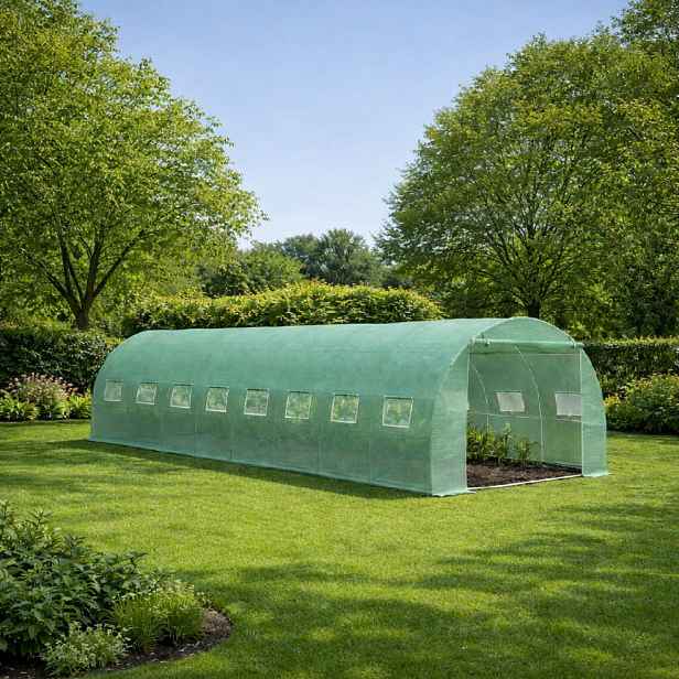 Zahradní fóliovník BestBerg BBGT-24G / 24 m² / 8 x 3 x 2 m / zelená