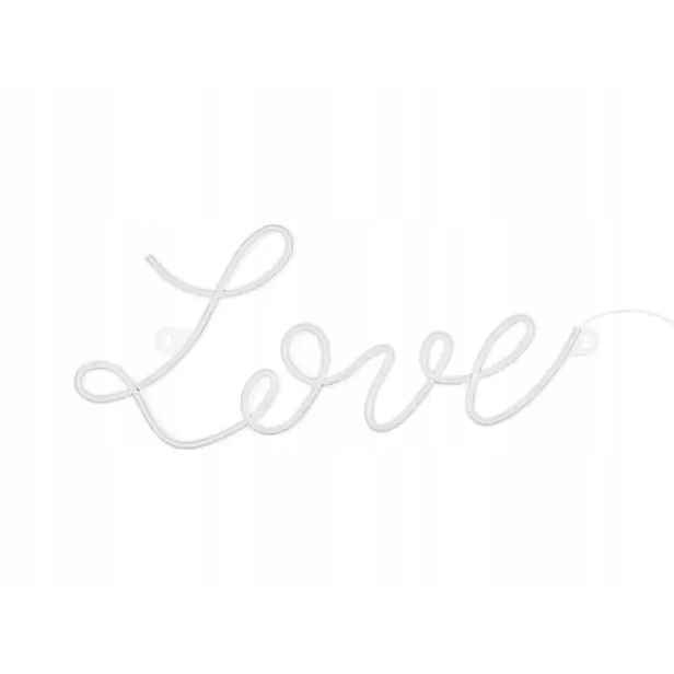 Neon Led Love, bílá, 61 x 27,4 cm