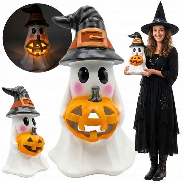 Dýně Duch Keramická figurka Halloween Lampion Podzimní dekorace 29 Cm