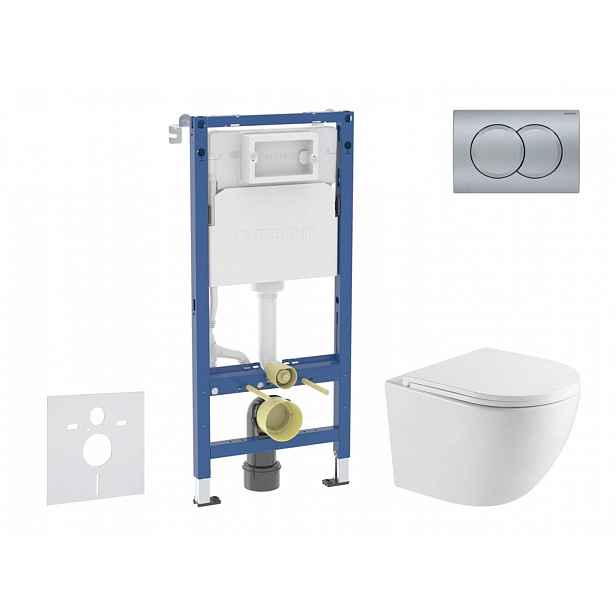 Geberit Duofix - Set předstěnové instalace, klozetu Oudee a sedátka softclose, tlačítko Delta01, matný chrom SANI11CA2105