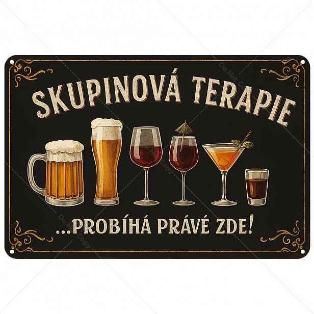 TEMU 2D Plochý, [2D Plochý] 2D Plochý, 1ks Vintage Český "Skupinova Terapie" Dřevěný Nápis - České a Vinná Sklenice Vintage Nástěnná Dekorace, Odolná