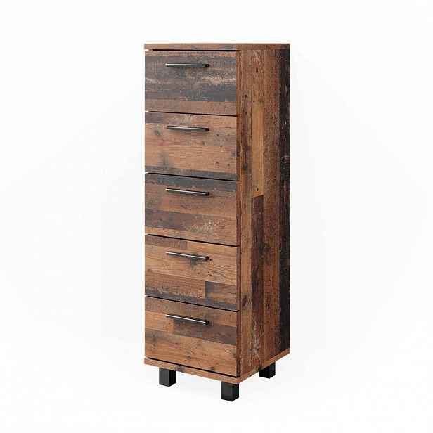 Vicco STŘEDNÍ SKŘÍŇKA Ilias Rustikální dub 30 x 95 cm s 5 zásuvkami