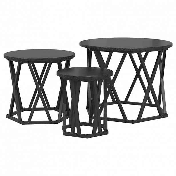 vidaXL Sestavovací boční stůl 3 ks Černý dub 53 x 53 x 40 cm
