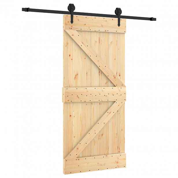vidaXL Posuvné dveře Přirozená a černá 95 x 210 cm