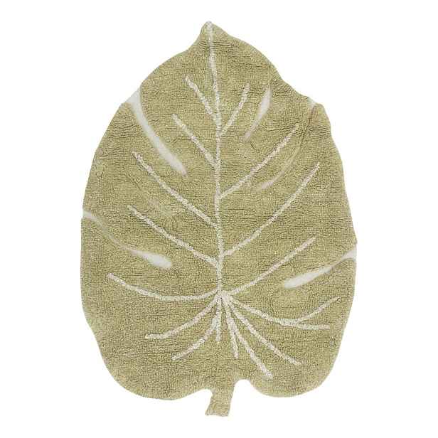 Khaki pratelný ručně tkaný bavlněný dětský koberec 75x100 cm Mini Monstera Olive – Lorena Canals