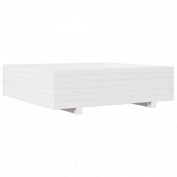 vidaXL Zahradní truhlík bílý 90 x 90 x 26,5 cm masivní borové dřevo