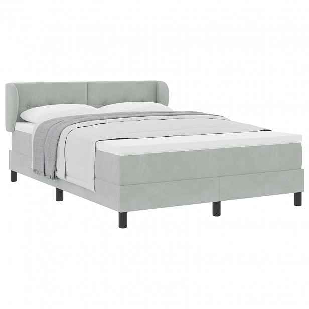 vidaXL Postel s boxspringem s čelo Světle šedá 140 x 190 cm samet