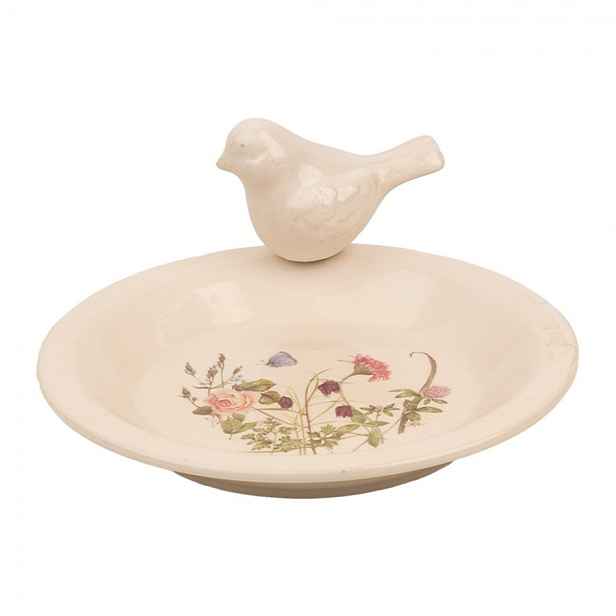 Keramické krmítko pro ptáčky s lučními květy Flowers of Love M - Ø 21*10 cm Clayre & Eef