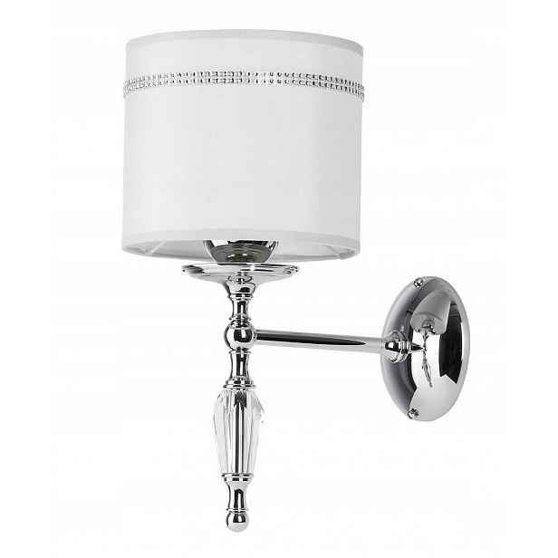Nástěnná lampa Hilton Stříbrná Bílá Abažur1xE27 Nástěnná lampa do obývacího pokoje Dům