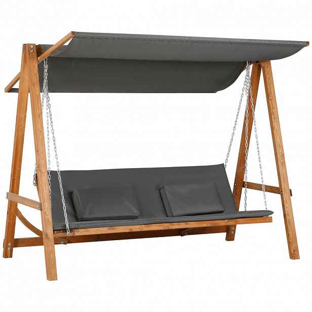 Outsunny HOLLYWOODSKÁ HOUPAČKA, se stříškou, polyester, šedá, 225,5 x 113 x 180 cm