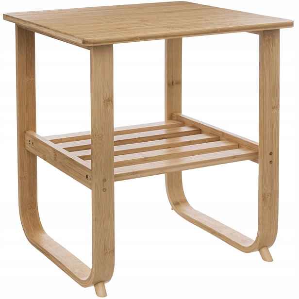 Bambusový konferenční stolek 2v1 s poličkou na časopisy 50x45x45 cm