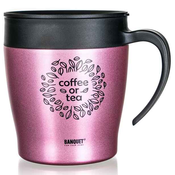 Banquet Termohrnek cestovní TAZZA 330 ml, růžová