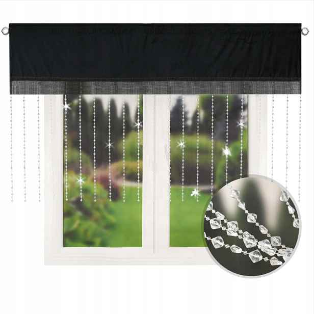Dekorativní Panel Velur Se Zirkony Zdobený Korálky 200 x 120 Černý