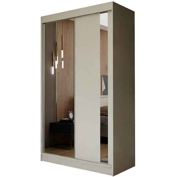 MASSENO ŠATNÍ SKŘÍŇ S POSUVNÝMI DVEŘMI GRAZIA, 120/216/61 cm 2dveřová se zrcadlem, kašmírová