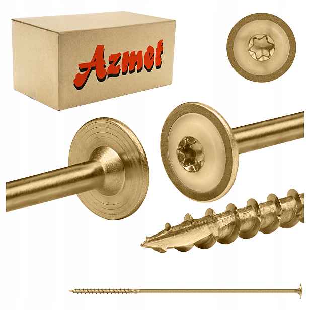 Tesařské vruty 8x300 mm Torx na dřevo talířové 50 ks Azmet WCT-08300