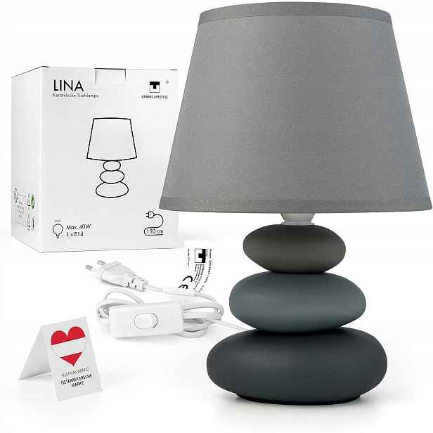 Keramická stolní lampa s látkovým stínidlem, Led, E14, 230 V