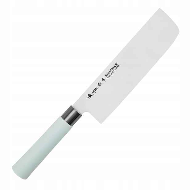 Satake Macaron modrý japonský kuchyňský Nůž Nakiri sekací nůž 17 cm