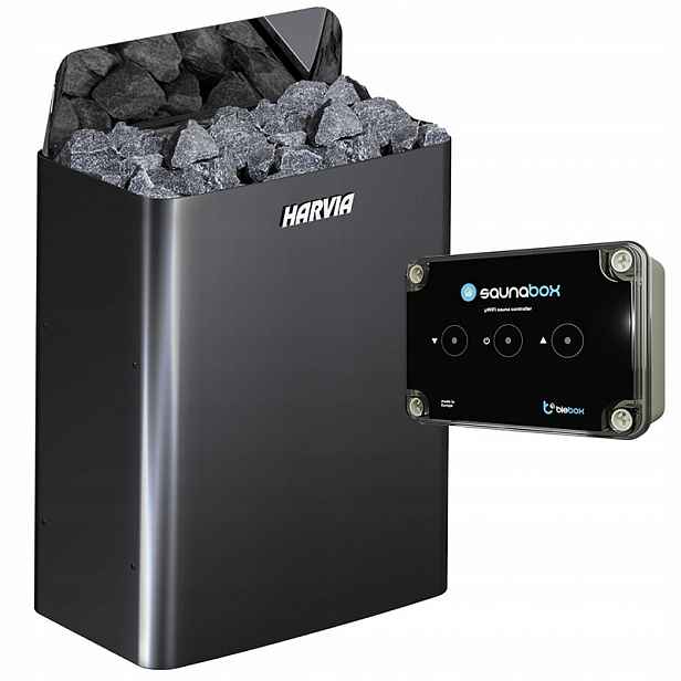 Kamna do sauny Harvia The Wall SW45E Black steel 4.5 kW Ovladač SaunaBox