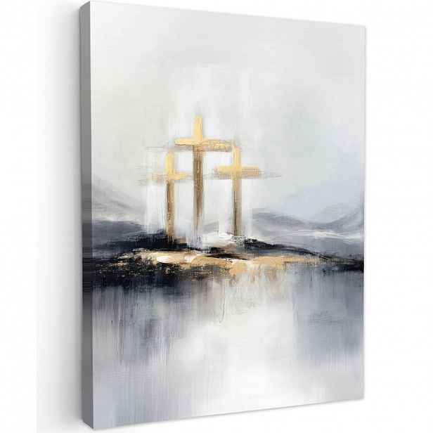 MuchoWow OBRAZ NA PLÁTNĚ Abstraktní - Malba - Křesťanství - Kříž 60x80 cm