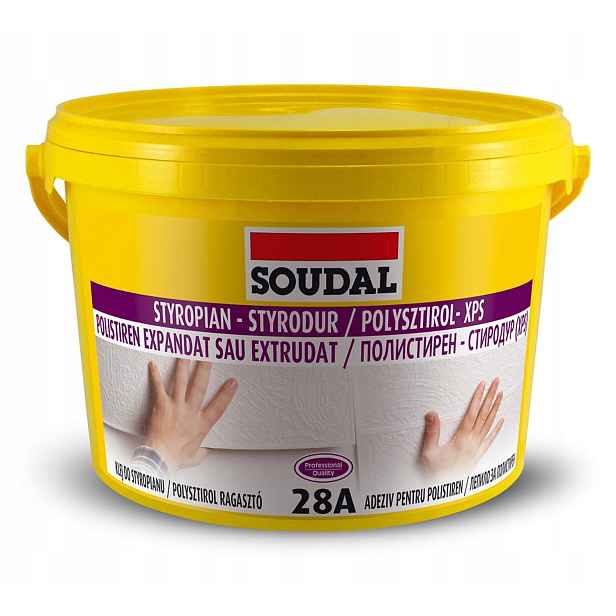 silné lepidlo na polystyren Xps Eps Soudal 28A 5 kg uvnitř i vně