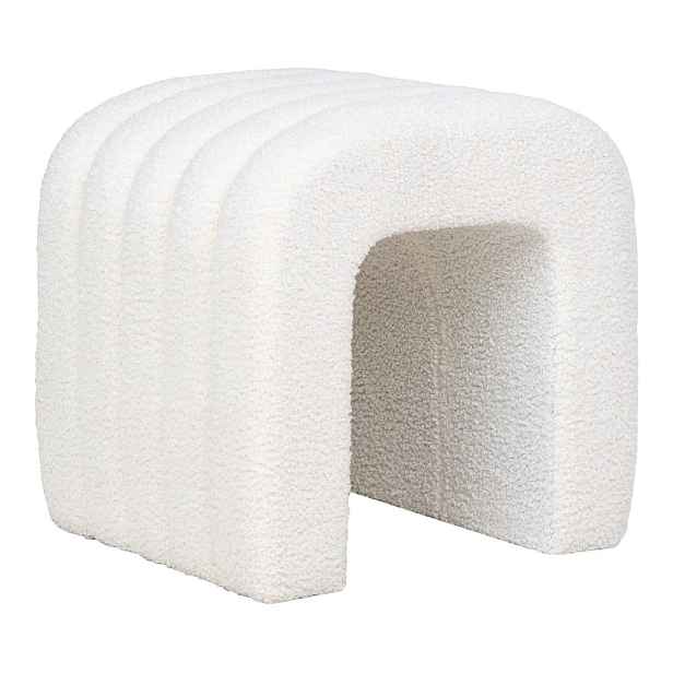 Bílý taburet z textilie bouclé Colma – House Nordic