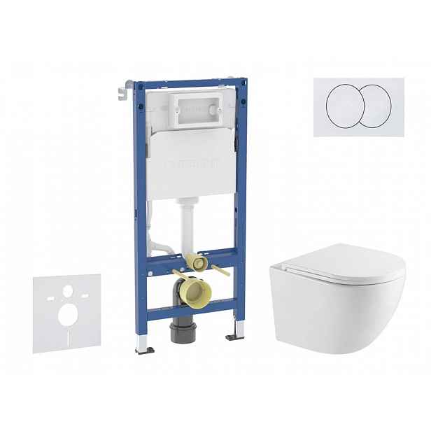 Geberit Duofix - Set předstěnové instalace, klozetu Oudee a sedátka softclose, tlačítko Delta, bílá SANI11CA31102