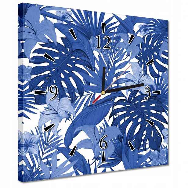 Hodiny 30x30 Classic Blue Monstera