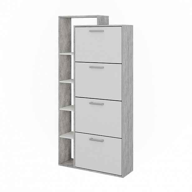 Vicco VÝKLOPNÍK NA BOTY Orlando Bílá/beton 80 x 166.1 cm se 4 přihrádkami