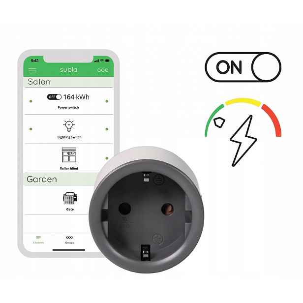 WiFi dálkově ovládaná zásuvka Supla s měřením energie SGW-01 v2 Zamel