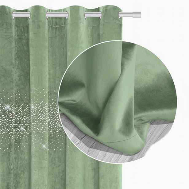 Zatemňovací Závěs Na Průchodkách Velur Křišťály 140X250 Šalvěj Shiny