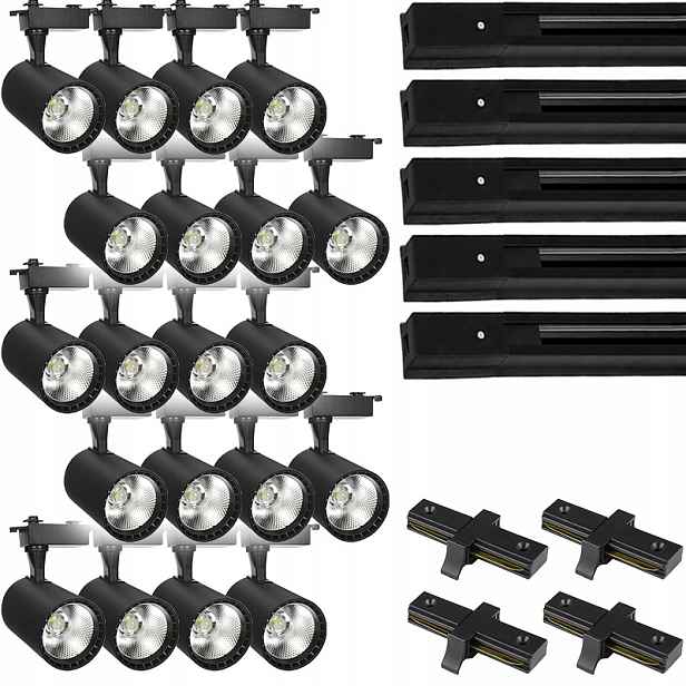 20 X Led Kolejnicový Reflektor S Hotovým Osvětlovacím Systémem Kolejnicový Kabel
