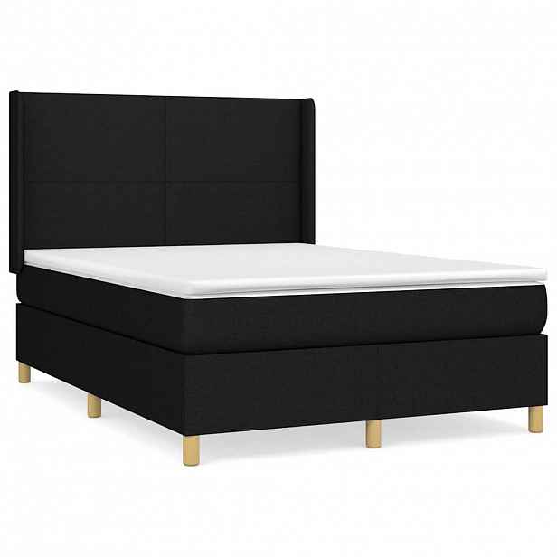 vidaXL Box spring postel s matrací černá 140 x 190 cm textil