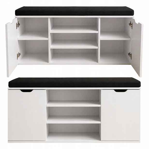 Botník S Čalouněným Sedákem Mdf Bílá 103X30X46 CM