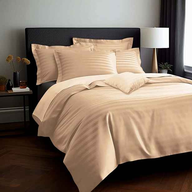 Povlečení bambusovo-bavlněný satén (p) Stripe BEIGE/220x200