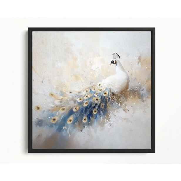 Rám Na Obraz Americká Krabička Elegantní Páví Bílé Peří Glamour Art 50x50