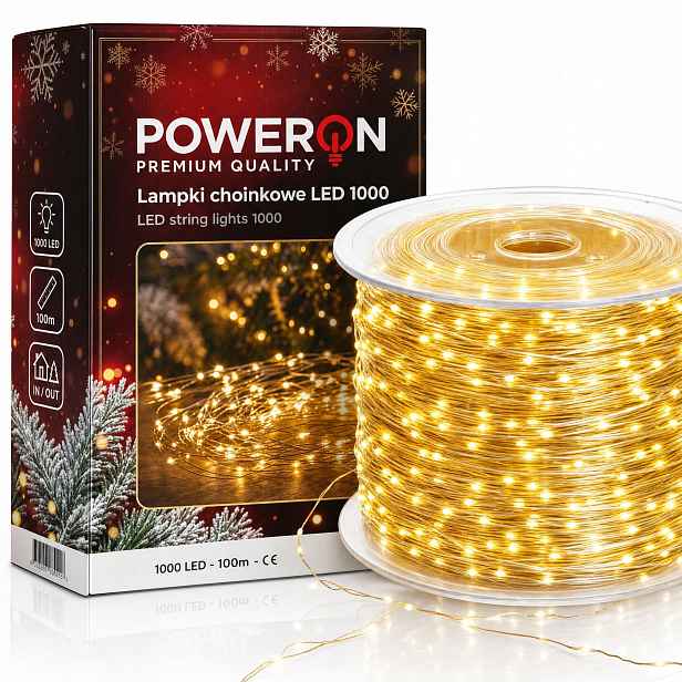 Vánoční Osvětlení Na Stromeček 1000 Led Drátky 100 m Teplé Bílé Na Venkovní Vánoční Stromek