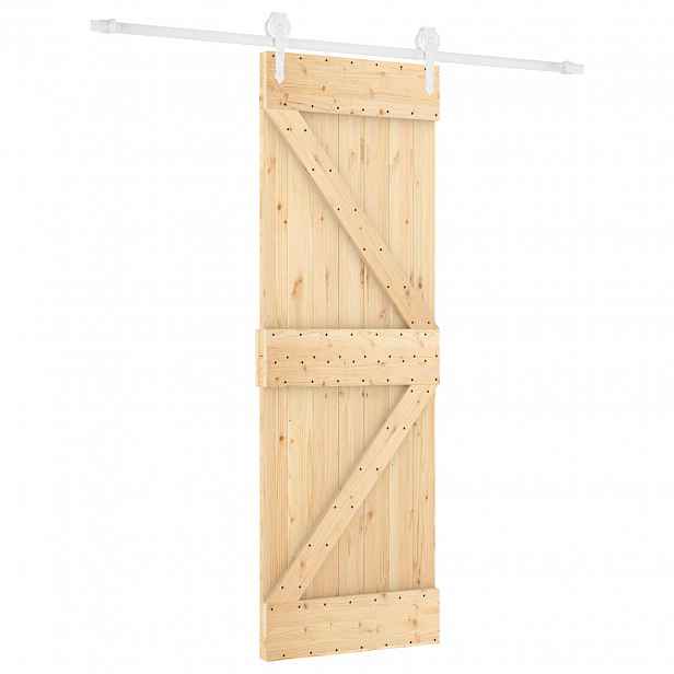 vidaXL Posuvné dveře Přírodní a bílá 70 x 210 cm Masivní borové dřevo