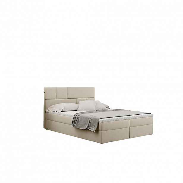 Kaiser Möbel KONTINENTÁLNÍ POSTEL s úložným prostorem a matrací BALI tkanina Mat Velvet Ecru 160x200 cm H2-Pocket