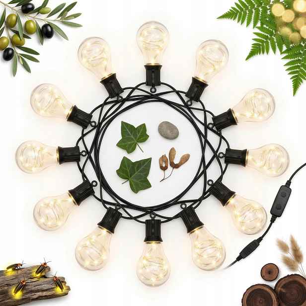 Led Zahradní Světla Girlanda 230V 10 Ks 4,5 M Bílá Teplá 230 V