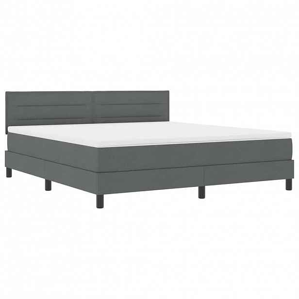 vidaXL Postel s boxspringem s LED pásky Tmavě šedá 180 x 200 cm textil
