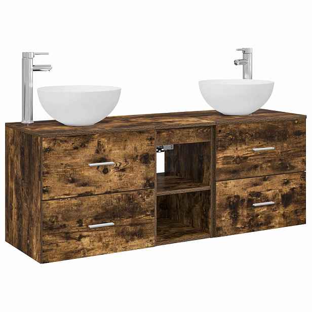 vidaXL Sada koupelnových skříněk 3 ks Kouřový dub 49,5 x 41 x 64,5 cm