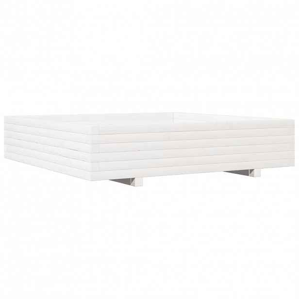 vidaXL Zahradní truhlík bílý 110 x 110 x 26,5 cm masivní borovice