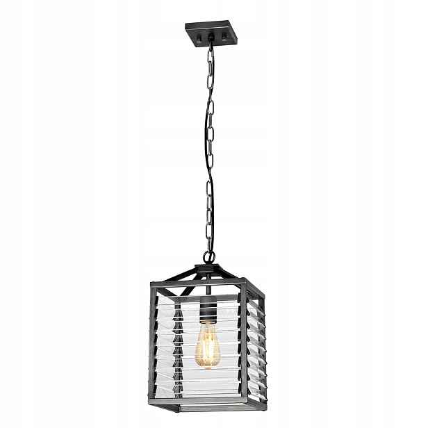 Závěsná lampa industriální šedá skleněná klec do ložnice obývacího pokoje Elstead