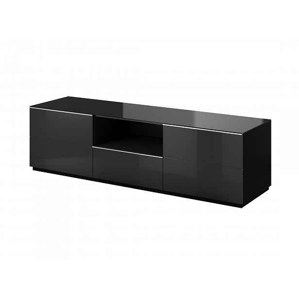 HELIO TYP 40 televizní stolek 2D1V, černá/černé sklo