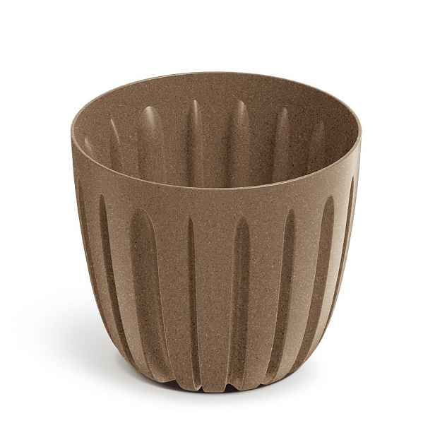 Prosperplast Plastový květináč WARIOS ECO WOOD hnědý matný, varianta 13,8 cm