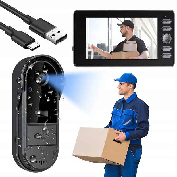 Smart Video Bezdrátový Interkom Noční Dveřní Zvonek Led 4,3"
