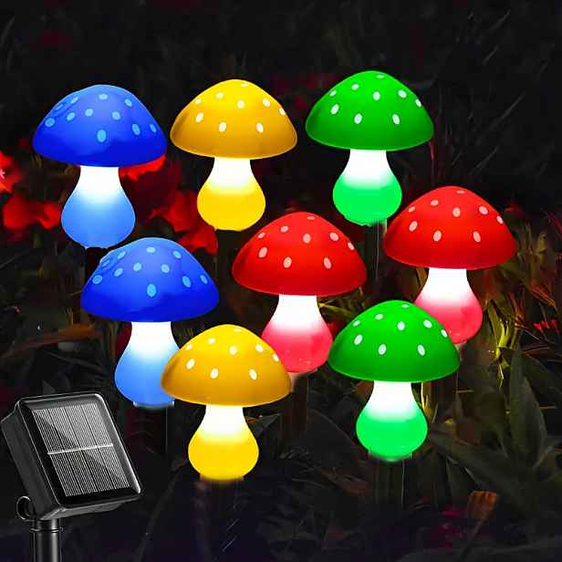 TEMU 20/12/8 LED Solární Houbové Světlo Venkovní Zahradní Dekorační Lampa, Stmívatelná, 20/12/8 LED Houbové Venkovní Příslušenství, 8 Režimů Solární
